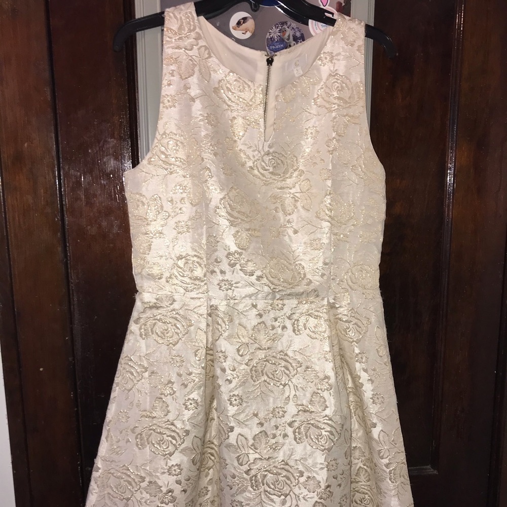 Cream and Gold Embroidered Dress